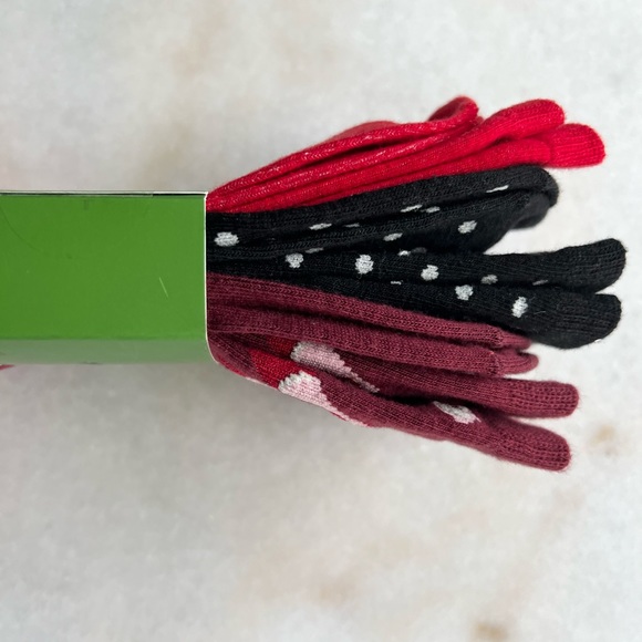 Kate Spade ♠️ New! 3-Pack Socks - Women’s Polka Dot Red Black Crew Socks - Picture 3 of 4